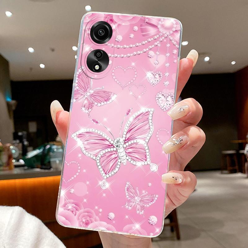 Чехол для OPPO A78 4G 5G A98 F23 A1X Цветок Бабочка Чехлы для Телефона Для Oppo A98 Мягкий Силикон Capa Прозрачный ТПУ Гелевая Крышка