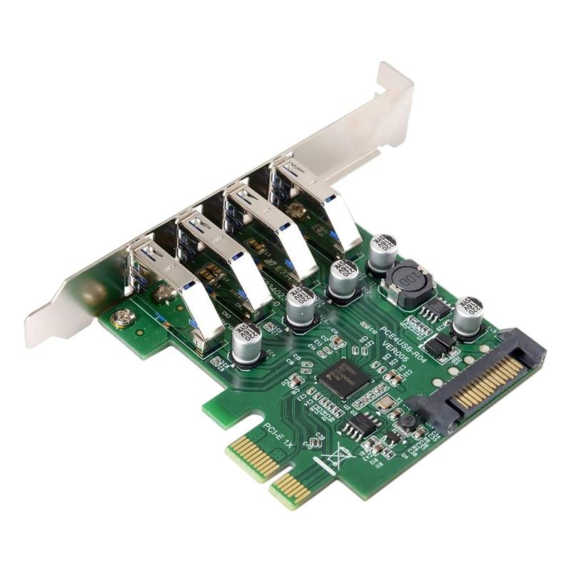 Low Profile 4 Ports PCI-E to USB 3.0 HUB PCI Express Expansion Card Adapter 5Gbps USB1.1/2.0/3.0 Operating SystemsJAS