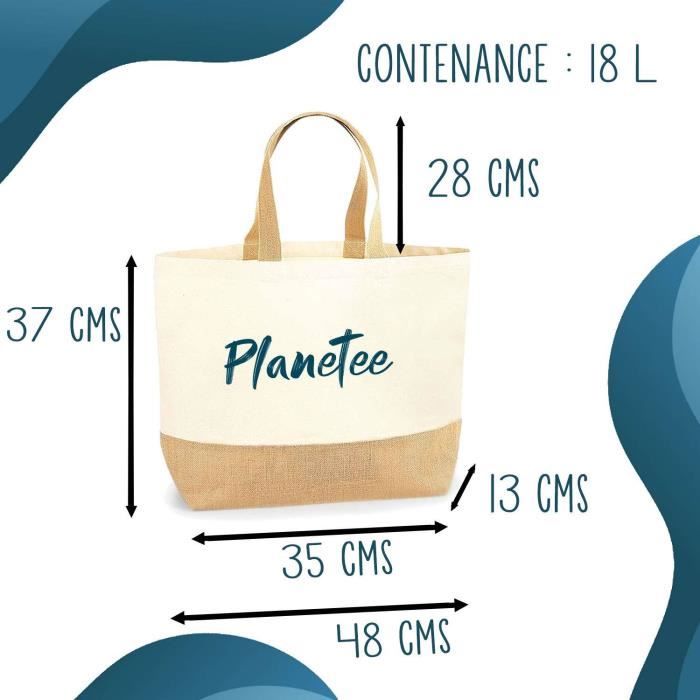 Cabas / Tote bag - PLANETEE - Croupière « Ministère de la Magie » - Jute naturel - Fabriqué en France - Capacité généreuse