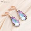 Fashion Rose Gold Color Water Drop Crystal Dangle Earrings For Women Wedding Jewelry Elegant Cubic Zirconia Eardrop
