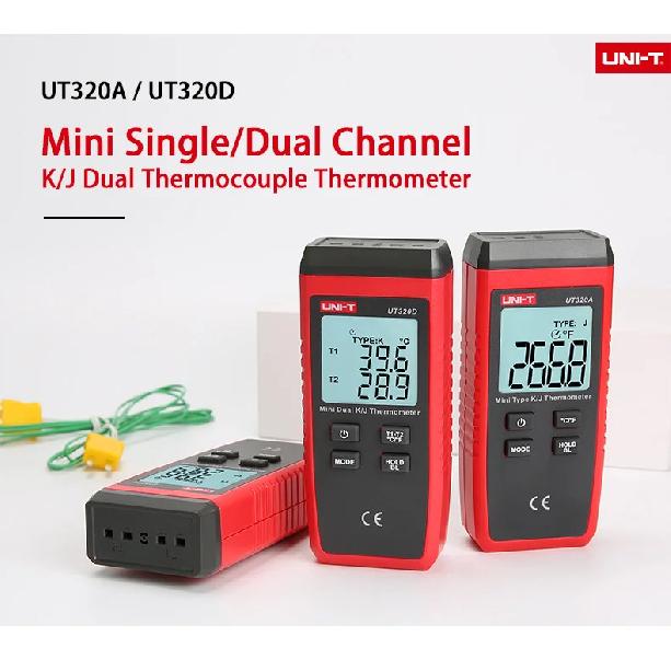 UNI-T UT320A UT320D Digital Thermometer Mini Dual Contact Thermocouple Type K J High Temperature Meter Tester -50℃ to 1200℃