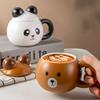 Новая мультяшная кружка-медведь с крышкой, офисная керамическая чашка высокой ценности, кофейная чашка для дома, для пары