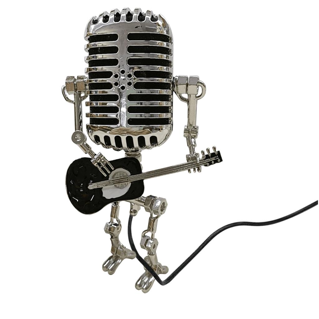 Настольная лампа в стиле ретро-робота, настольная лампа, винтажный микрофон-робот в стиле стимпанк, украшения для настольной лампы