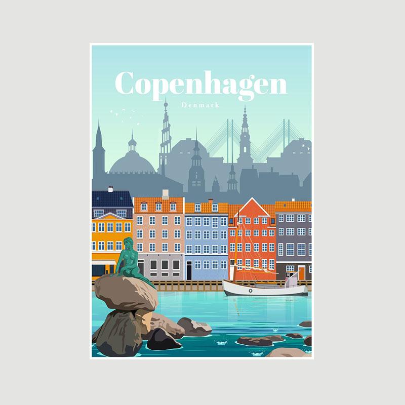 White Paper Cartoon City Landscape Poster Mural London Paris Travel Cities Prints Bedroom Decoration Painting Funny Abstract Wall Art Decor