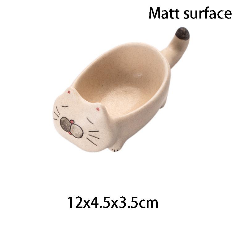 YWDL Мини-мультяшная тарелка для соуса с котом, керамическая тарелка для кетчупа, соевого уксуса, кухонный нож, вилка и палочки для еды, подставка для украшения стола