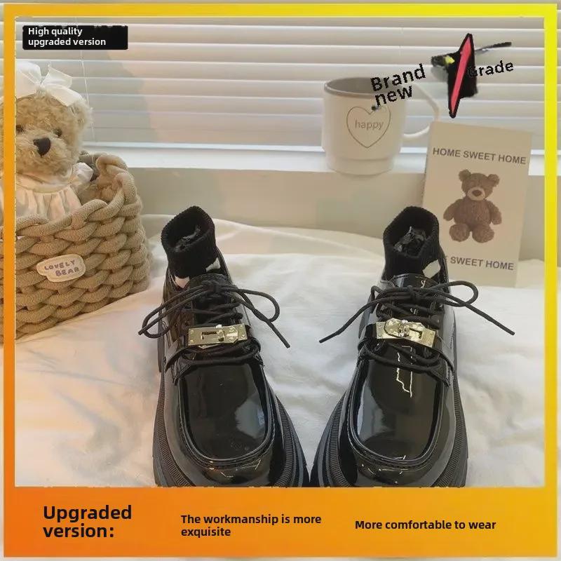 Женские кожаные мокасины в британском стиле 2024 года — толстая подошва, новая мода на весну/осень