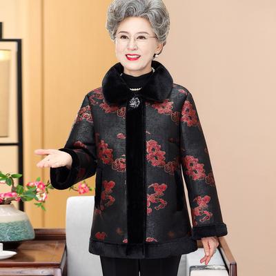 Новая китайская хлопковая куртка, одежда для бабушки, костюм тан, утолщенная хлопковая куртка с плюшем, зимняя хлопковая куртка для пожилой женщины