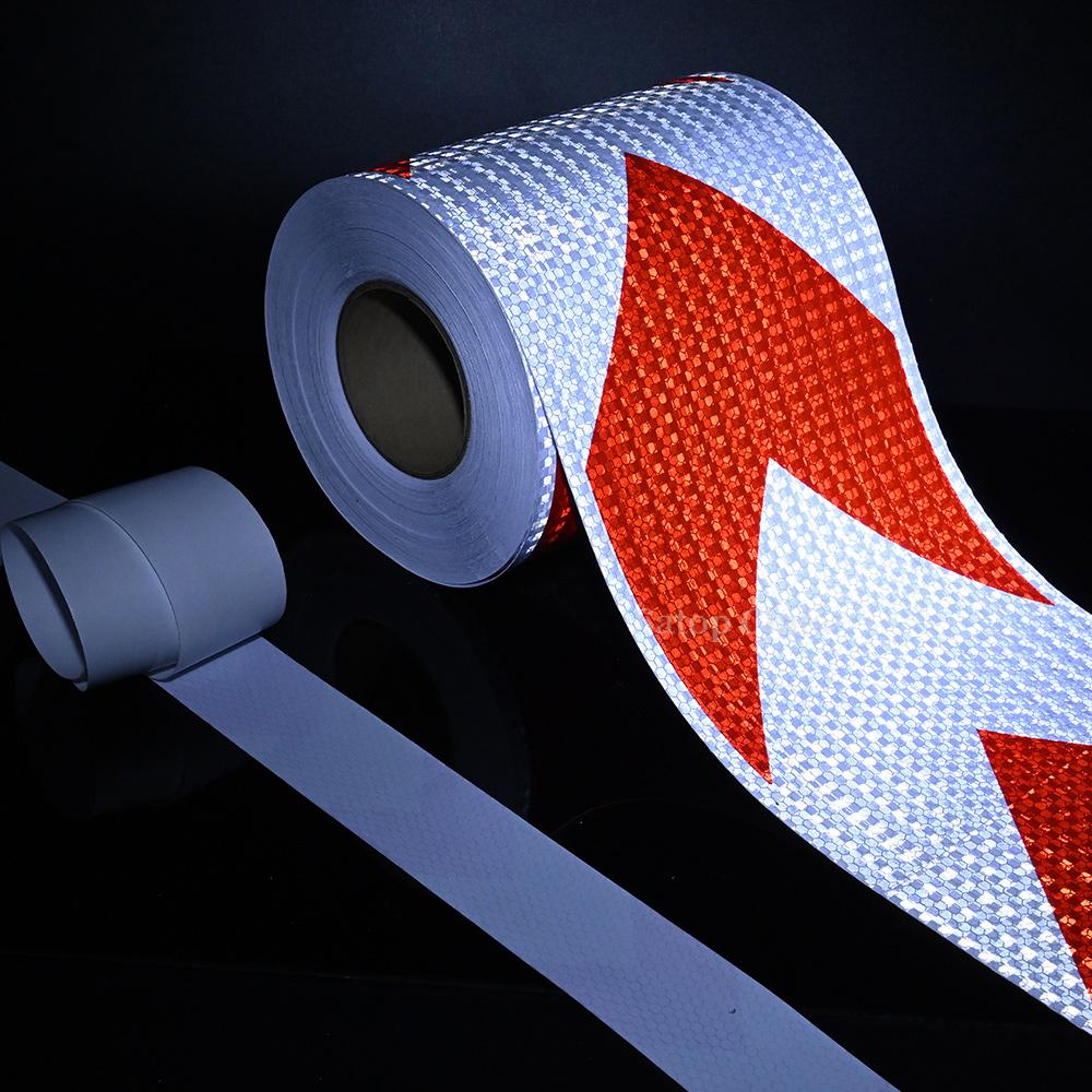 5cm/10cm/20cm*5m Arrow Reflective Safety Tape White-Red Warning Waterproof Stickers Outdoor Eye-Catching Adhesive Film For Truck