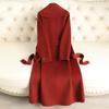 Autumn and Winter New Double-sided Wool Coat Women's Solid Color Lapel Tie Slim-fitting Light Luxury High-end Woolen Coat