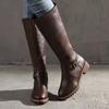 Winter Women's Riding Boots Round Toe Chunky Heel Over-the-Knee High Boots Women's Buckle Platform Shoes Botas Mujer