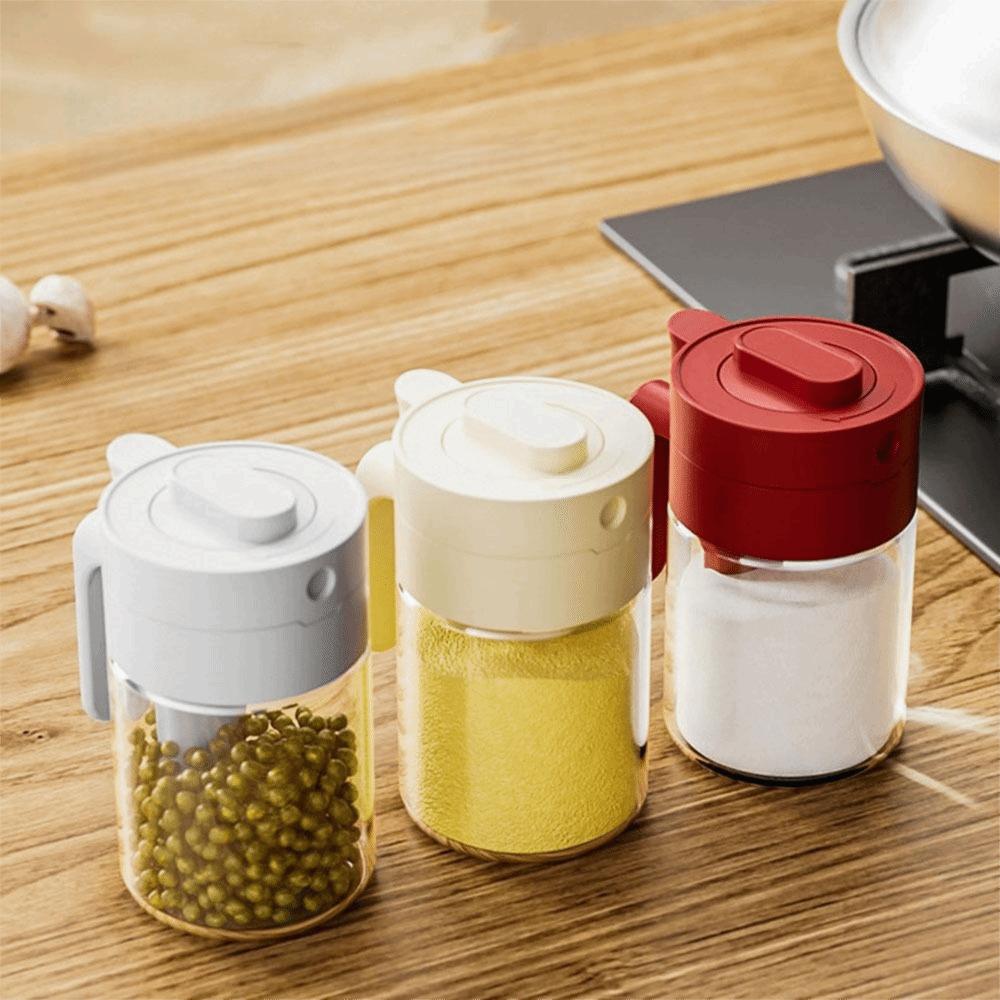Moisture-proof 2 In 1 Salt Container Sealed Spice Sorting Bottle Glass Spice Bottle Countertop