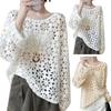 Women Pullover Cover Up Round Neck Long Sleeve Hollow Knitting Tops Solid
