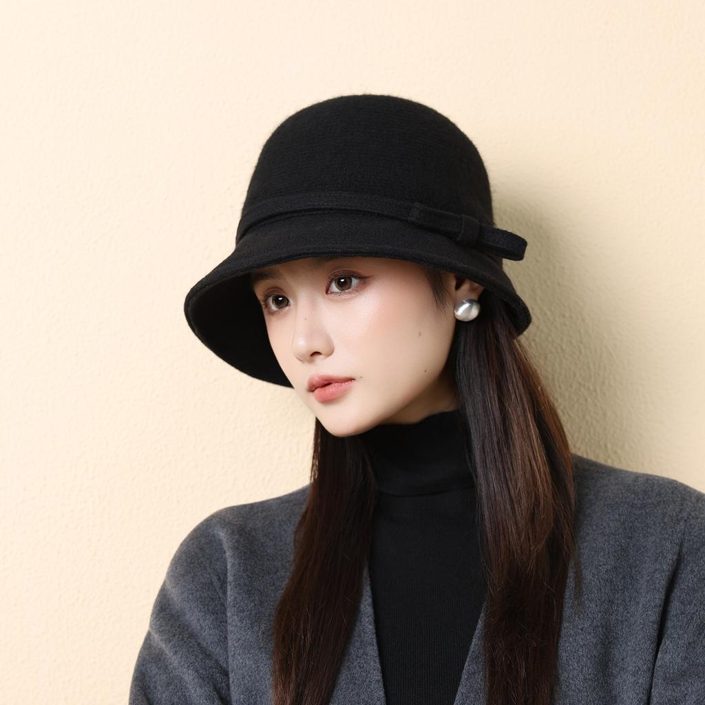 Элегантная шерстяная шляпа-ведро на осень и зиму, женская ретро-шляпа-клош высокого класса, теплая шляпа-панама