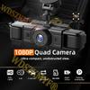 360° Автомобильный видеорегистратор 4 канала Видеорегистратор 1080P Автомобильный видеорегистратор 3 объектива Вид спереди и сзади Ночное видение Черный ящик Автомобильные аксессуары