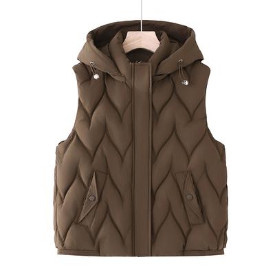 Новый зимний хлопковый жилет с капюшоном, короткий стиль, модный и универсальный, приталенный, женская хлопковая куртка с застежкой-клипсой в виде лошади