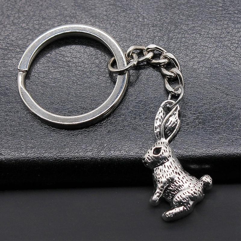 Модные брелоки с животными, винтажный серебристый кулон в виде кролика, брелок для сумки, кошелька, брелок, ювелирные изделия