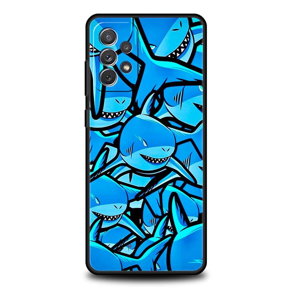 Чехол для телефона с узором «Акулы на море» для Samsung Galaxy A55 A35 A15 A14 A13 A25 A54 A51 A71 A72 A73 A32 A52 A41 5G Мягкий корпус из ТПУ