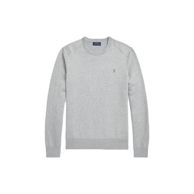 Polo Solid Logo Вышитый круглый вырез свитер мужской свитер серый MNPOSWE16820874-020