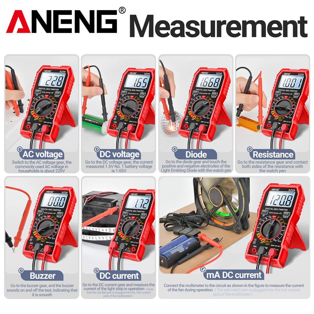 Digital Multimeter AC/DC Ammeter 1999 Counts Multitester 600V Voltmeter Multimetr Voltage Resistance Meter Diode Tool ANENG SZ06