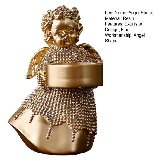 Resin Angel Statue Hug Heart Candlestick Shape Ornament Angel Sculpture Comfortable Feel Angel Ornament