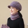 Woolen Hat for Ladies  Middle Aged and Elderly Scarf Set Knitted Grandma and Mother Rabbit Fur To Protect Against Cold and Keep Warm for The Elderly