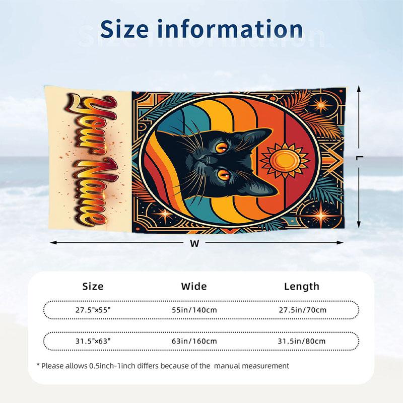 Sunflower Night Sky Theme Quick Dry Beach Towel Custom Name Text Print Large Sand Resistant Towel Beach Vacation