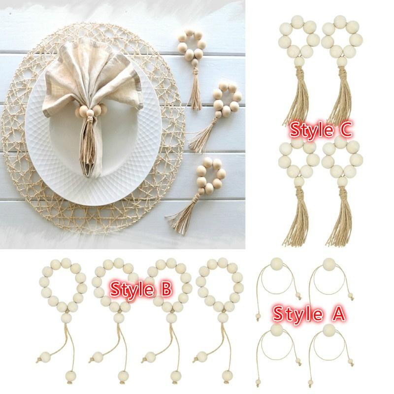 4 шт. натуральные деревянные бусины кольца для салфеток для свадебного декора дома