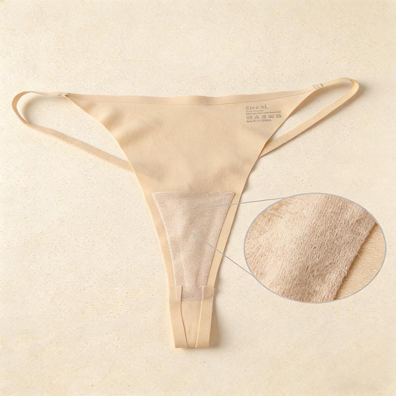 Сексуальные бесшовные стринги из ледяного шелка с низкой посадкой - Женское спортивное фитнес-белье большого размера