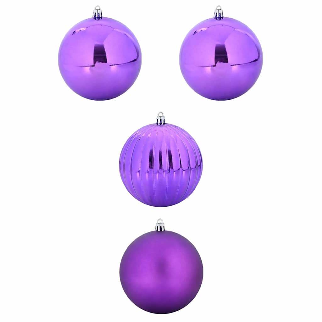 XXL Christmas Tree Ornament Set 4 pcs Purple Plastic