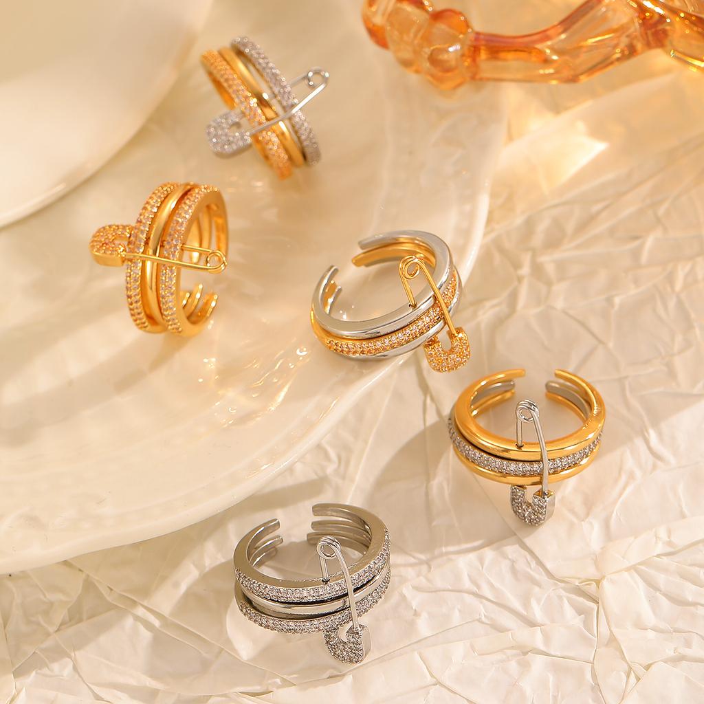 Высококачественное новое кольцо 2026 года, лидер продаж, трехцветное кольцо-разъемное кольцо, женское, с микроинкрустацией цирконами, кольцо-булавка, оптовая продажа