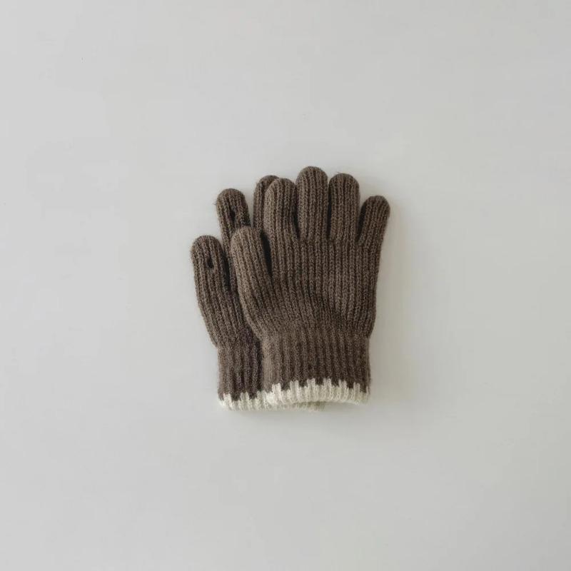Korean Style Kids Knit Gloves Winter Warm Mittens Solid Color Gloves Soft Crochet Hand Warmers for Boys Girls Trendy Children