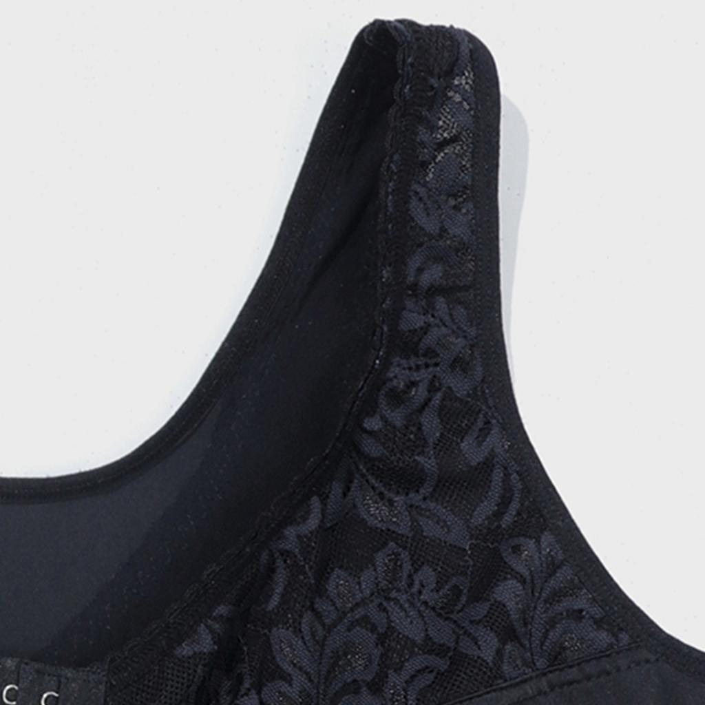 Plus Size Lace Front Closure Bra & High Waist Panty Set, Racerback Supportive Lingerie for Women