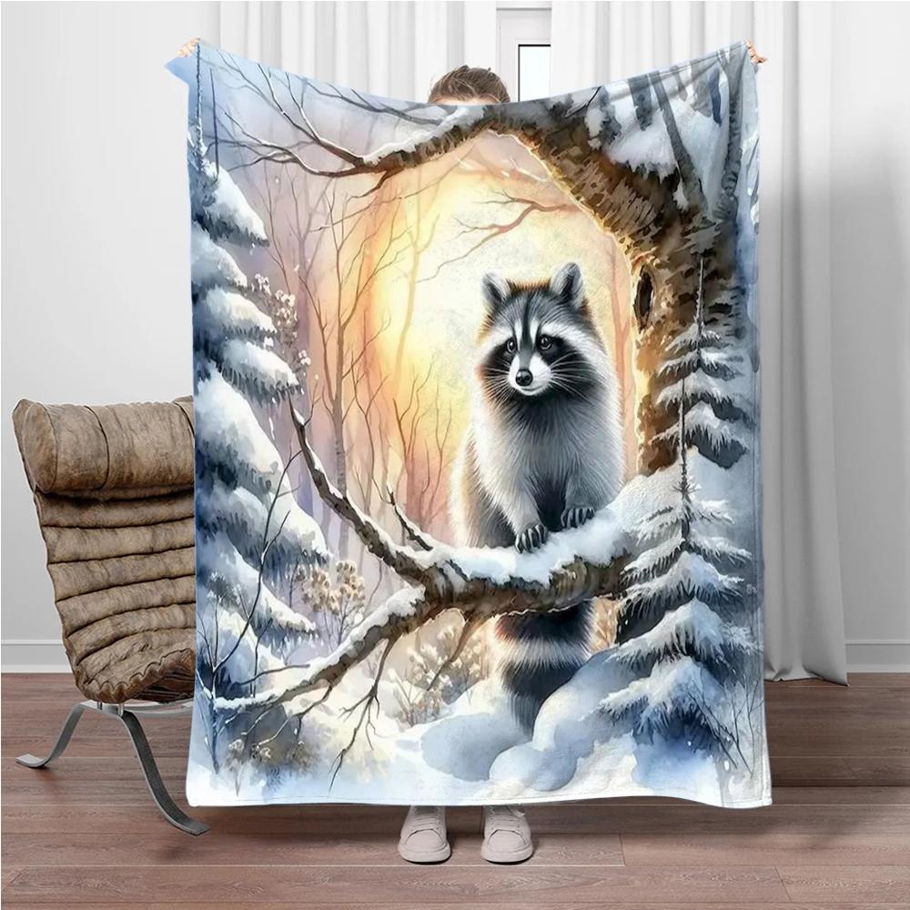 Cartoon Animal Wolf Flannel Throw Blanket Home Sofa Lunch Break Blankets for Bed Children Student Blanket Nap Cover Kids Gift