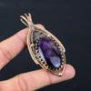 Purple Flash Labradorite Gemstone Jewelry Pure Copper Wire Wrapped Handmade Pendant