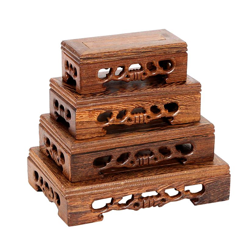 1pc Wooden Display Trays Vintage-Style Wood Teapot Handmade Miniatures Base Storage Shelf for Collectibles and Trinkets