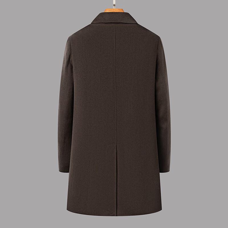 Men's 100% Wool Double-Breasted Overcoat with Detachable Goose Down Liner