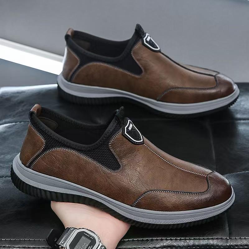 New Versatile Breathable Casual Leather Shoes for Men's Soft Sole and Soft Side, One-foot Loafers Business Casual Shoes