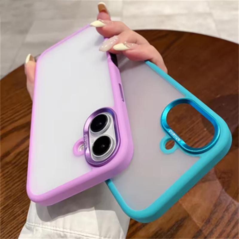 Модный однотонный защитный чехол-бампер с рамкой цвета конфет для iPhone 16, 15, 14 Pro Max Plus, матовая кожа, ударопрочная задняя крышка