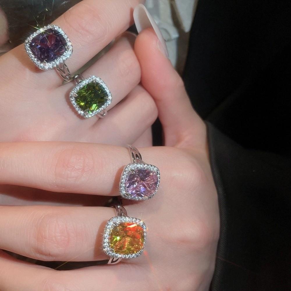 Zircon Crystal Open Ring Vintage Exaggerated Ring Creative Rhinestone Rings Women Gift