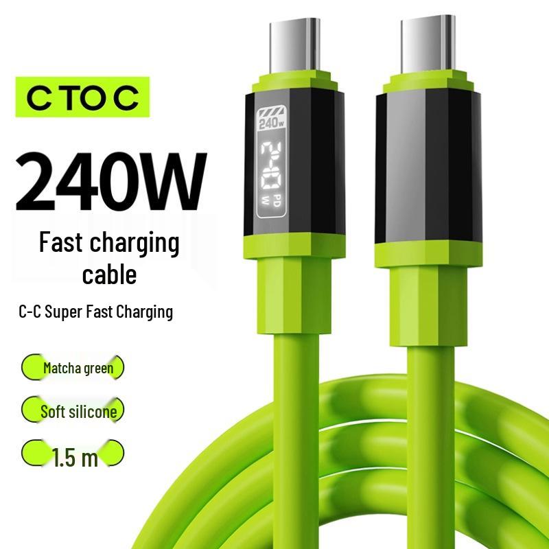 Кабель Type-C для быстрой зарядки 240 Вт с дисплеем реального времени для Apple 15/16, Huawei и Android