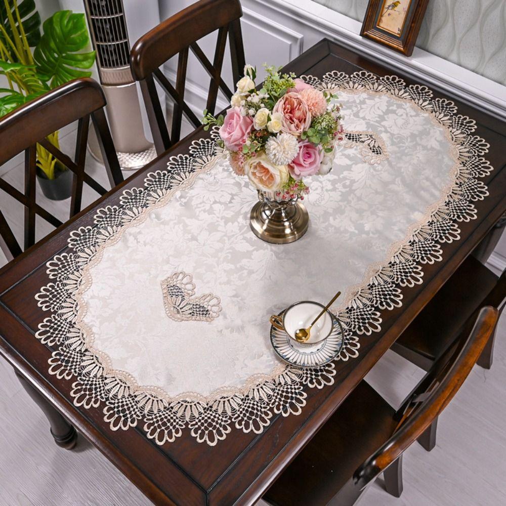 Vintage Tea Table Cover Flower Embroidery Europe Dining Tablecloth  Living Room