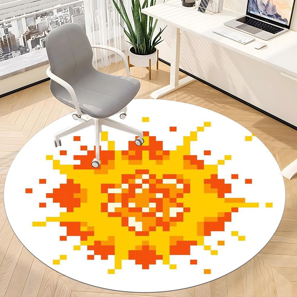 1pc Pixel Sun Carpet for Office Non-Slip, Round Carpet, Soft & Comfortable, Carpet for Office, Round Floor Mat yy251225141