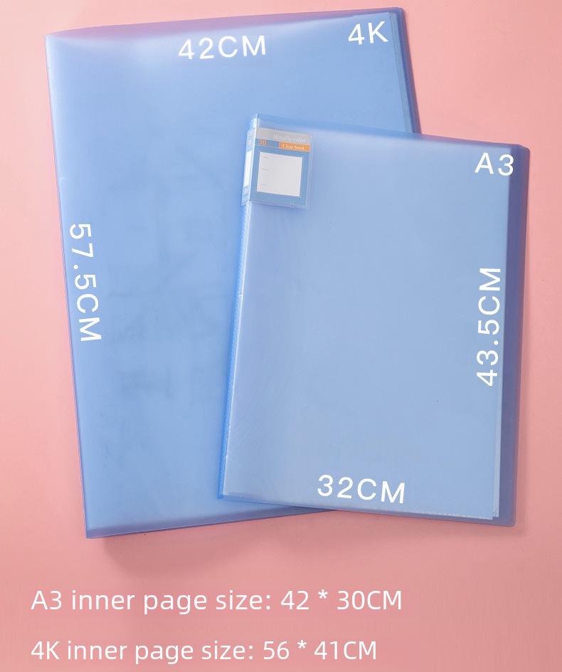 Глянцевая утолщенная книга формата А3: Прозрачный альбом с 8 отделениями для рисунков и хранения плакатов.