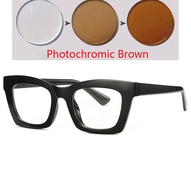 Черно-розовая квадратная оправа для близорукости, очки для женщин TR90, анти-синий луч, студенческие фотохромные очки для близорукости 0 -0,5 до -6,0