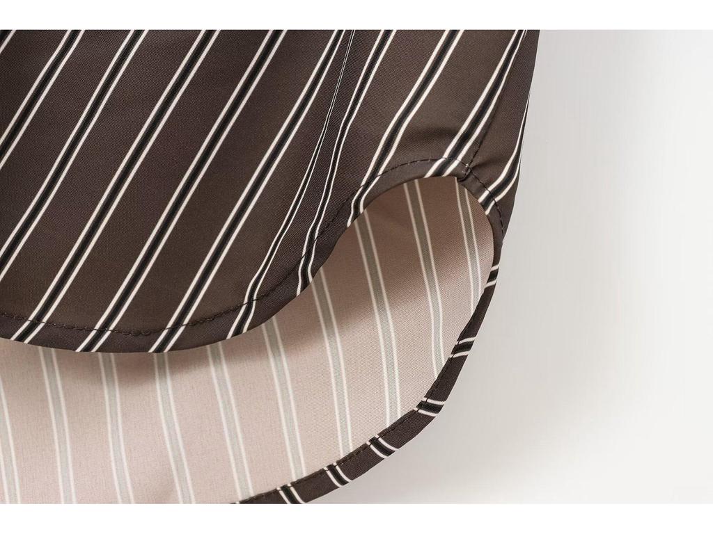 2024 Autumn Women's European & American Loose Casual Striped Long Sleeve Shirt