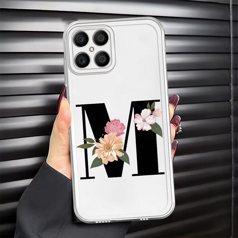 Чехол с цветочными буквами для Honor 90 Lite X9a X7b X8 X8b X9b X8a Мягкая крышка для телефона
