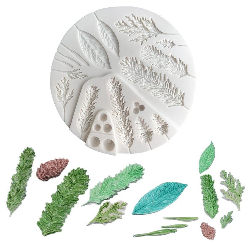 Silicone Sugarcraft Mold Leaf Foliage Christmas Tree Pineal Cone Resin Tools Cupcake Fondant Cake Lace Decorating Tools Baking