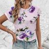 Fashion Trend Breathable Round Neck T-shirt Women's Elegant Simple Loose T-shirt Summer New Vintage Flower Print T-shirt