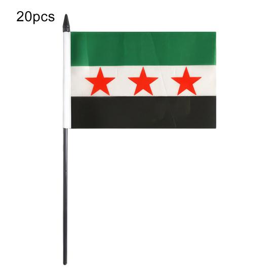10/20Pcs Syrian Stick Flag Fade-Resistant Double-Sided Print Handheld Small Flag with Sticks Mini Syrian Banner Decoration