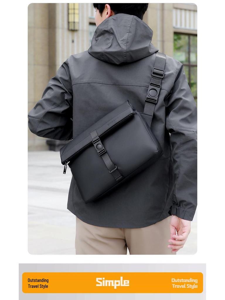 Мужской кожаный минималистичный скандинавский портфель кроссбоди – модная сумка через плечо для деловых поездок